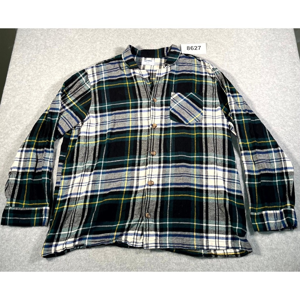 Old Navy Flannel Shirt Mens 2XL Multicolor Plaid Collared Button‎ Up Long Sleeve